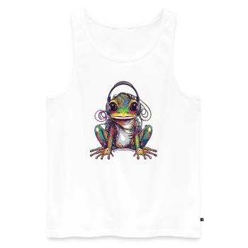 Techno Frog DJ Summer Electronic Music Festival - Männer Premium Bio Tank Top - Weiß - Vorne - Michal (187cm)