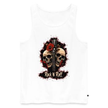Rock N Roll Skull Electric Guitar Rose Music Rocker - Men's Premium Organic Tank Top - white - Front - Michal (187cm)