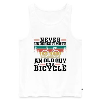 Never Underestimate An Old Guy On A Bicycle - Men's Premium Organic Tank Top - white - Front - AI Model Male 178 light (178cm)