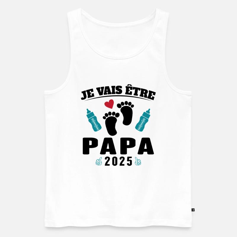 Mann Papa wird 2025 Geschenk - Männer Premium Bio Tank Top - Weiß