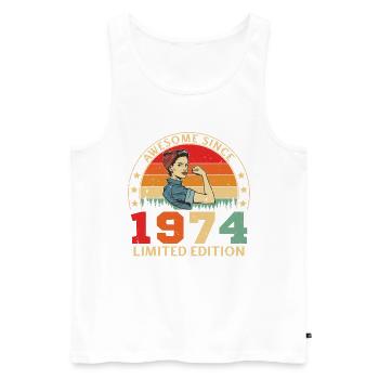 1974 Vintage Woman Retro Birthday Gift - Men's Premium Organic Tank Top - white - Front - Michal (187cm)