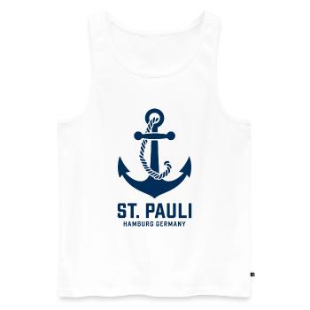 St. Pauli Hamburg Anker Reeperbahn - Männer Premium Bio Tank Top - Weiß - Vorne - AI Model Male 178 light (178cm)