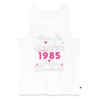 40ème Anniversaire Femme 40 Ans Fait En 1985 Février - Débardeur bio Premium Homme - blanc - Devant - Michal (187cm)