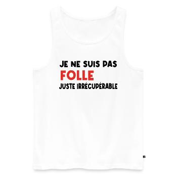 je ne suis pas folle - Débardeur bio Premium Homme - blanc - Devant - AI Model Male 178 light (178cm)