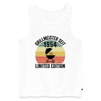 70th Birthday - Grillmeister since 1954 - Men's Premium Organic Tank Top - white - Front - Michal (187cm)