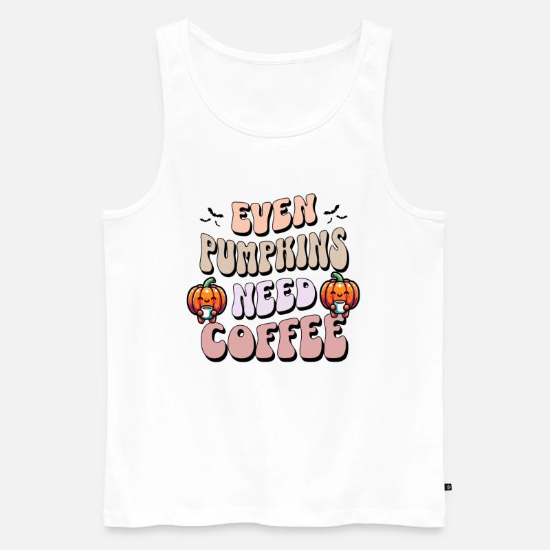 Even Pumpkins Need Coffee - Männer Premium Bio Tank Top - Weiß