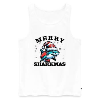 Merry Sharkmas - Noël - Débardeur bio Premium Homme - blanc - Devant - Michal (187cm)