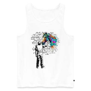 Pferd Backsteinmauer Bemalung - Männer Premium Bio Tank Top - Weiß - Vorne - Michal (187cm)