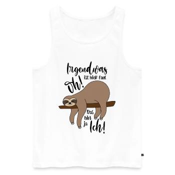 Faultier Irgendwas ist hier faul - Männer Premium Bio Tank Top - Weiß - Vorne - AI Model Male 178 light (178cm)
