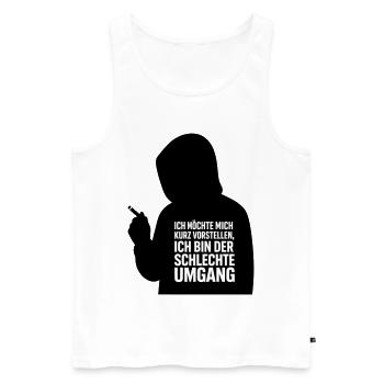 Schlechter Umgang, lustiger Spruch Kurzvorstellung - Männer Premium Bio Tank Top - Weiß - Vorne - AI Model Male 178 light (178cm)