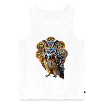 Eule - Männer Premium Bio Tank Top - Weiß - Vorne - Michal (187cm)