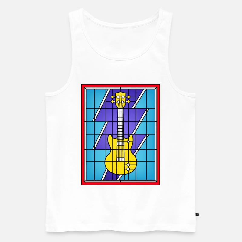 Buntglasgelbe E-Gitarre - Männer Premium Bio Tank Top - Weiß