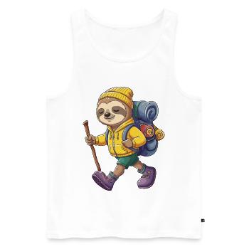 Randonnée paresseuse mignonne camping Aventure Backpacker - Débardeur bio Premium Homme - blanc - Devant - Michal (187cm)