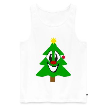 Dessin animé du sapin de Noël rieur - Débardeur bio Premium Homme - blanc - Devant - Michal (187cm)