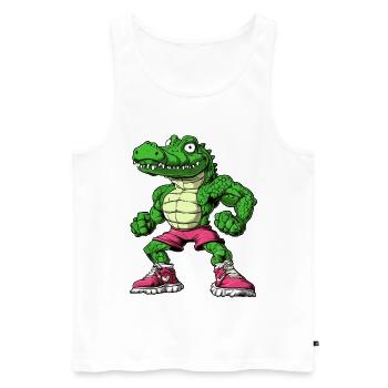 Gym Alligator - Männer Premium Bio Tank Top - Weiß - Vorne - Michal (187cm)