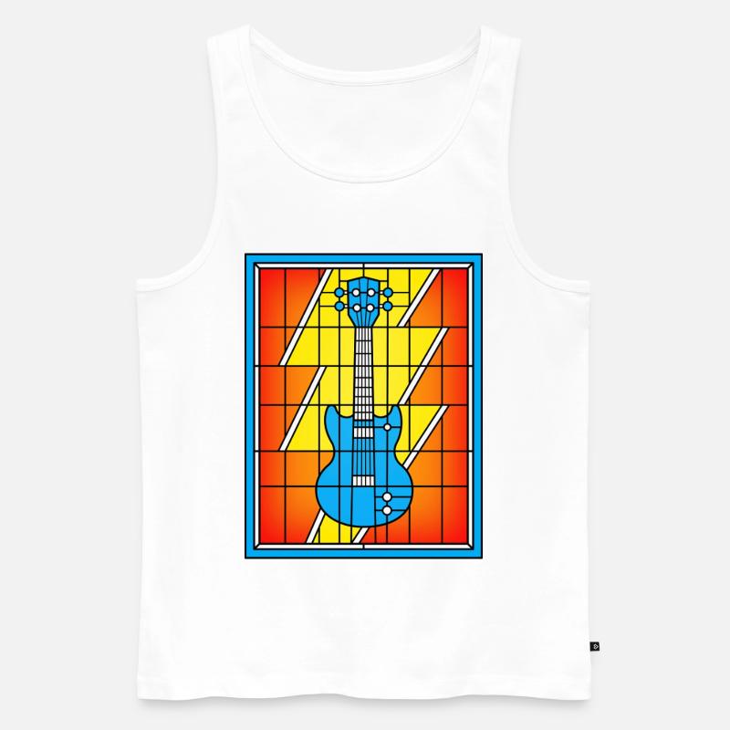 Buntglas-Blaue Gitarre - Männer Premium Bio Tank Top - Weiß
