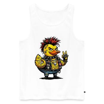 Male Punk Rubber Duck with Mohawk - Men's Premium Organic Tank Top - white - Front - Michal (187cm)