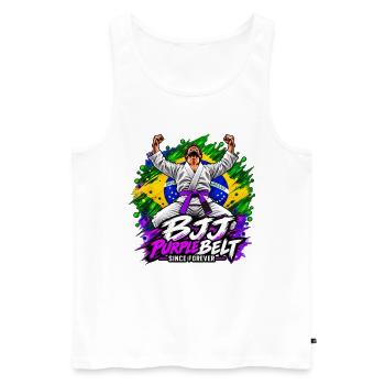 BJJ Lila Gürtel seit Ewigkeiten - Männer Premium Bio Tank Top - Weiß - Vorne - Michal (187cm)