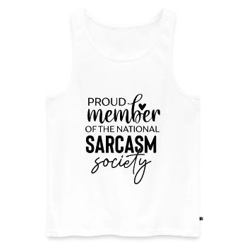 Fier membre de la National Sarcasm Society - Débardeur bio Premium Homme - blanc - Devant - Michal (187cm)
