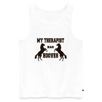 Chevaux Mon thérapeute a des sabots Chemise cadeau cheval - Débardeur bio Premium Homme - blanc - Devant - AI Model Male 178 light (178cm)