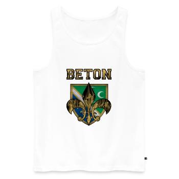 Sandzak Béton. Proud Sandzak fire - Débardeur bio Premium Homme - blanc - Devant - Michal (187cm)