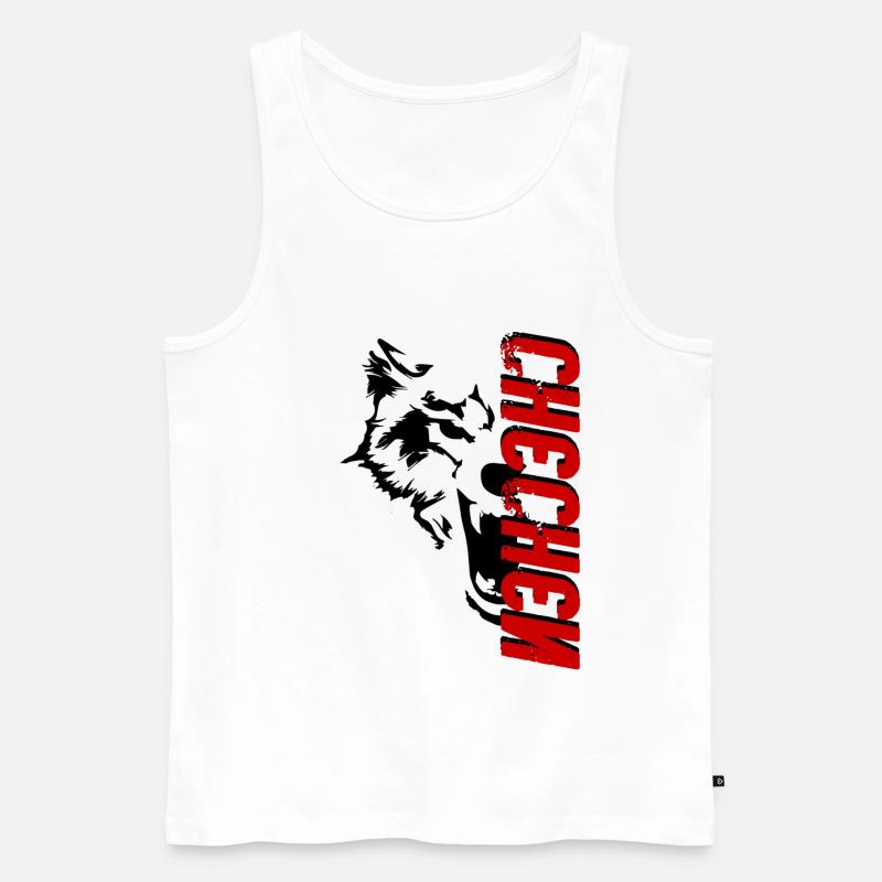 Chechnya wolf Chechen Borz - Männer Premium Bio Tank Top - Weiß