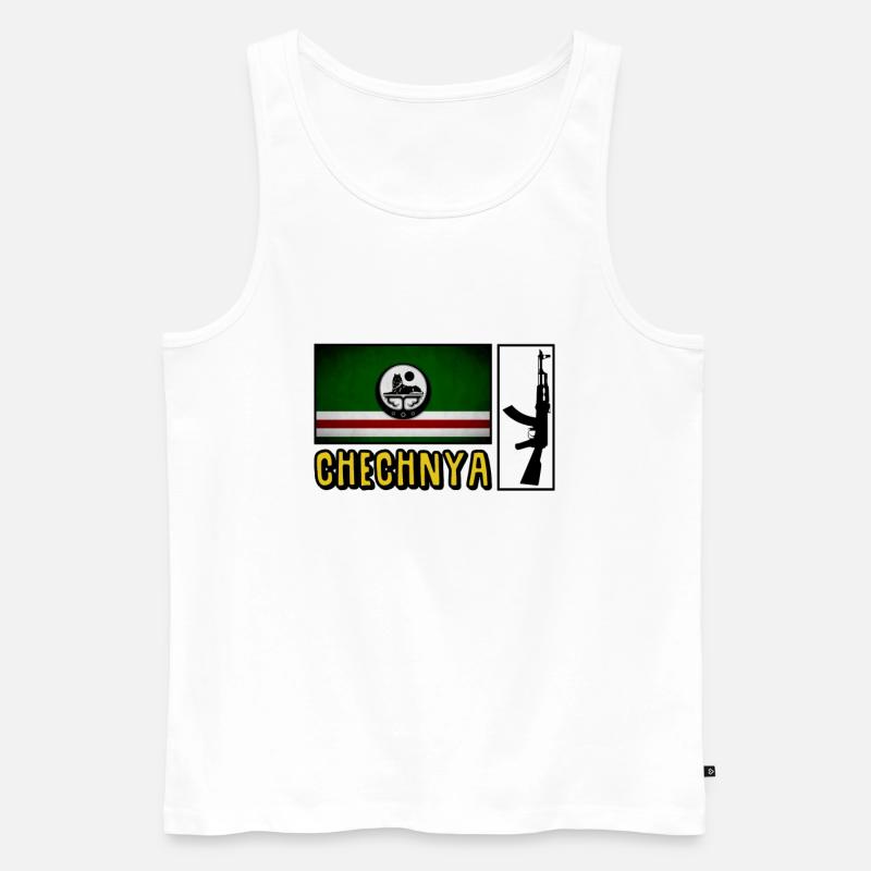Chechnya Flagge Chechen Soldier - Männer Premium Bio Tank Top - Weiß