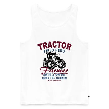 Tracteur - Remorqueur - Agriculteur - Débardeur bio Premium Homme - blanc - Devant - AI Model Male 178 light (178cm)