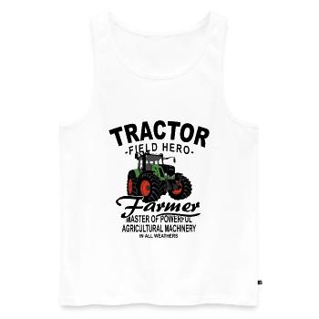 Tracteur - Remorqueur - Agriculteur - Débardeur bio Premium Homme - blanc - Devant - Michal (187cm)