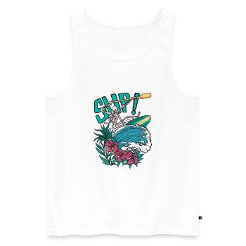 SUP Surfer Stand Up Paddle Surfing Skeleton Wave - Men's Premium Organic Tank Top - white - Front - Michal (187cm)