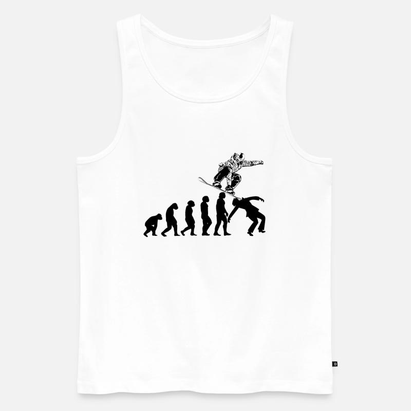 Snowboarding Snowboarders Evolution Snowboard - Men's Premium Organic Tank Top - white