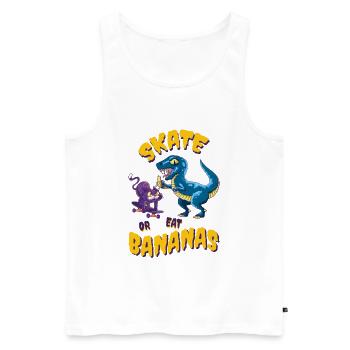 Skateboard Skater Skater Ramp Dinosaur Cat - Men's Premium Organic Tank Top - white - Front - AI Model Male 178 light (178cm)
