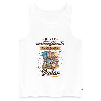 Gitarre Gitarristen Instrument Musik AKUSTISCHE - Männer Premium Bio Tank Top - Weiß - Vorne - AI Model Male 178 light (178cm)