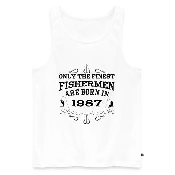 Pêcheur né en 1987 anniversaire - Débardeur bio Premium Homme - blanc - Devant - AI Model Male 178 light (178cm)