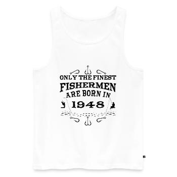 Angler born 1948 birthday - Men's Premium Organic Tank Top - white - Front - AI Model Male 178 light (178cm)
