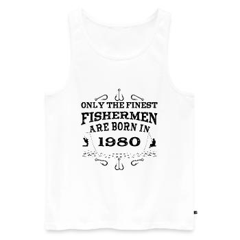 Angler born 1980 birthday - Men's Premium Organic Tank Top - white - Front - AI Model Male 178 light (178cm)