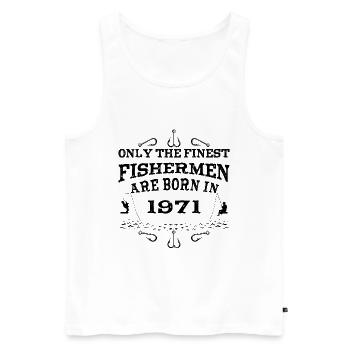 Angler born 1971 birthday - Men's Premium Organic Tank Top - white - Front - AI Model Male 178 light (178cm)