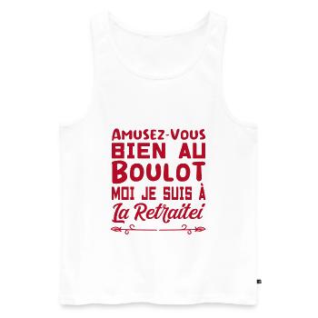 AMUSEZ VOUS BIEN AU BOULOT - Débardeur bio Premium Homme - blanc - Devant - AI Model Male 178 light (178cm)