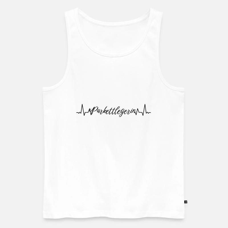 Bodenleger Herzschlag Parkettlegerin - Männer Premium Bio Tank Top - Weiß