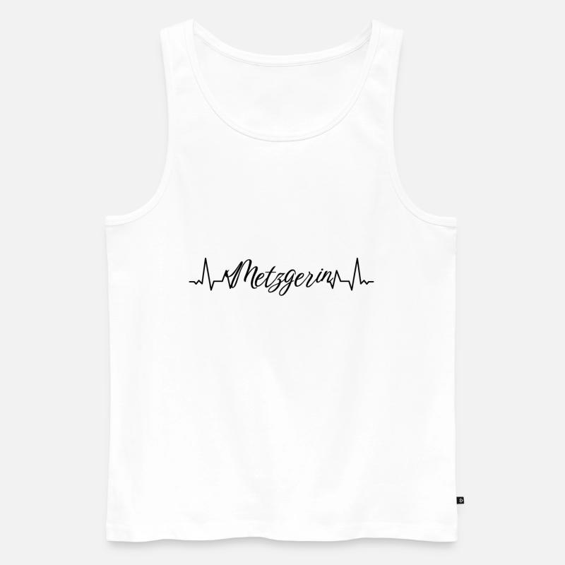 Fleischer Herzschlag Metzgerin - Männer Premium Bio Tank Top - Weiß