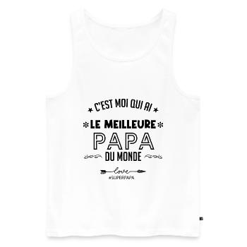 C'est moi qui ai le meilleur papa - Débardeur bio Premium Homme - blanc - Devant - Michal (187cm)