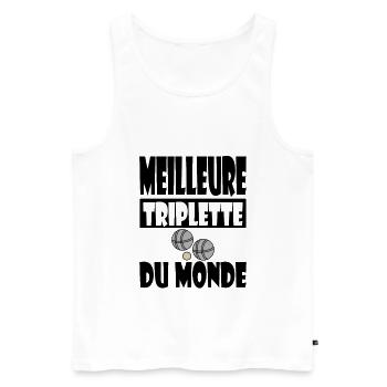 Cadeau Pétanque Homme - Meilleure Triplette - Débardeur bio Premium Homme - blanc - Devant - Michal (187cm)