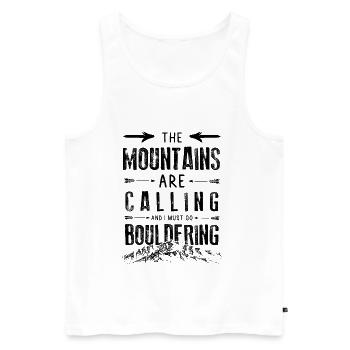 Mountains Calling Bouldering Escalade de glace - Débardeur bio Premium Homme - blanc - Devant - Michal (187cm)