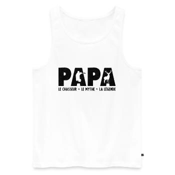Papa Le Chasseur L'homme Le Mythe La Légende - Débardeur bio Premium Homme - blanc - Devant - AI Model Male 178 light (178cm)