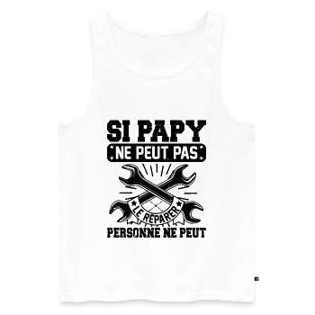Si Papy Ne Peut Pas Le Réparer Personne Ne Peut - Débardeur bio Premium Homme - blanc - Devant - Michal (187cm)