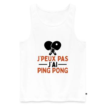 Je Peux Pas J'ai Ping Pong - Débardeur bio Premium Homme - blanc - Devant - Michal (187cm)