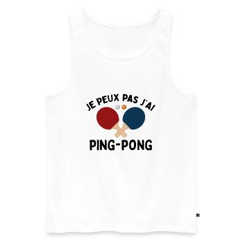 Je Peux Pas J'ai Ping Pong - Débardeur bio Premium Homme - blanc - Devant - Michal (187cm)