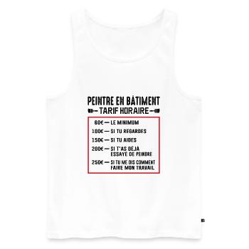 Peintre En Bâtiment Tarif Horaire - Débardeur bio Premium Homme - blanc - Devant - Michal (187cm)