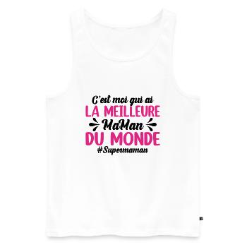 C'est Moi Qui Ai La Meilleure Maman Du Monde - Débardeur bio Premium Homme - blanc - Devant - Michal (187cm)
