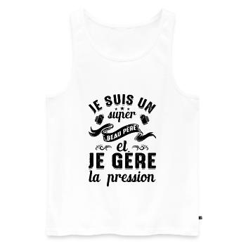 Super Beau-père Papa Idée Cadeau Fête Des Pères - Débardeur bio Premium Homme - blanc - Devant - Michal (187cm)